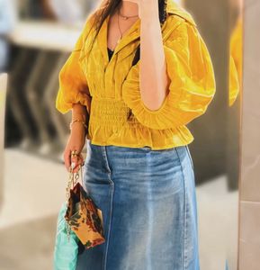 Chic Yellow Top with Smocked Waist