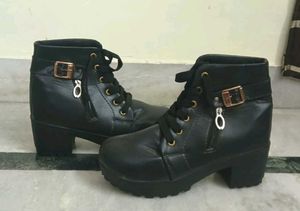 Black leather boots