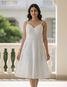 Elegant White A-Line Midi Dress