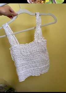 Cute Smocked White Crop Top