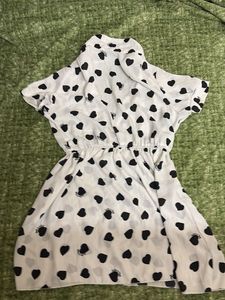 Cute Black &amp; White Heart Print Mini Dress | Soft S