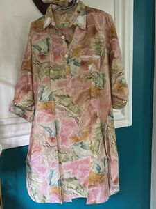 Abstract Print Button-Up cord-set with bead work