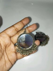 Mirror Work Jhumka Earrings