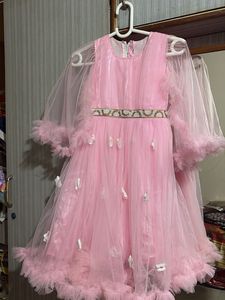 Girks Pink Dress with Sheer Sleeves