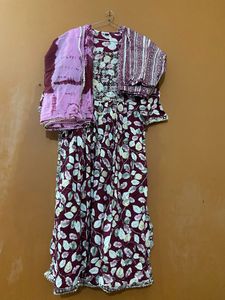 Brand New Naira Cut Maroon Printed Suit