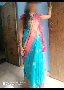Elegant Blue & Pink Saree