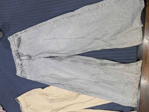 H&amp;M Wide Leg Grey Denim Jeans