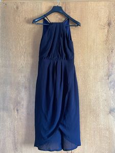 Elegant Navy Blue Halter Neck Dress