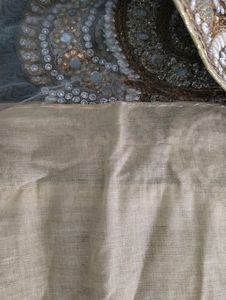 Grey And Cream Embroidery Printed Saree (Women's)