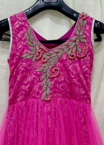 Silk And Net Pink Gown