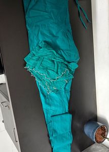 Teal Palazzo Pants with Embellished Hem