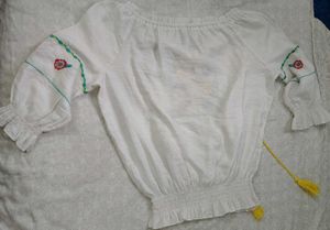 White Embroidered Bohemian Blouse/Top