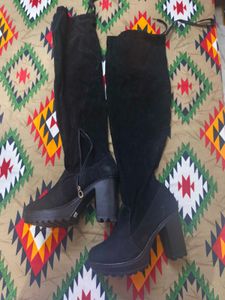 Black Thigh High Platform Boots