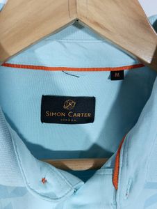 Cyan Printed Casual T-shirt (Men)