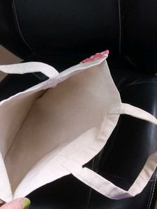 Chic Cotton Tote Bag with Floral Trim