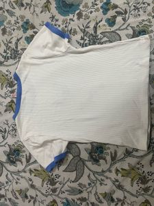 White Ringer Tee with Blue Heart