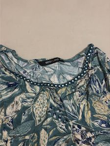 Boho Leaf Print Embellished Top