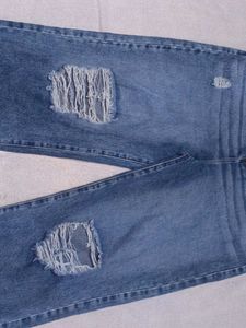 Distressed Wide-Leg Jeans