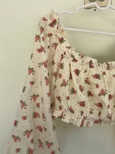 Floral Long Sleeve Crop Top