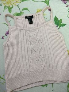 Pink Cable Knit Tank Top