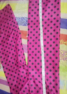 dark Pink Polka Dot Kurta Set with Pants