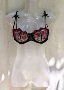 25279. Black Embroidered Sheer Bra