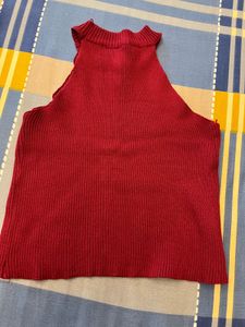 Red Ribbed Tank Top "OKAY"