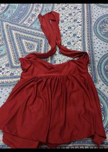 Maroon Ruched Halter top