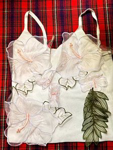 White Embroidered Cami Top
