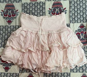 baby pink Ruffled Mini Skirt
