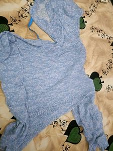 Beautiful Blue Crush Fabric Crop Top In Xl Size