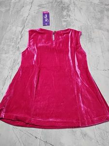 Girls Pink Velvet Kurta