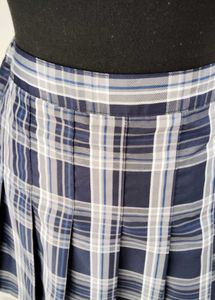 Navy Plaid Pleated Mini Skirt