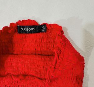 Red Smocked Tube Top