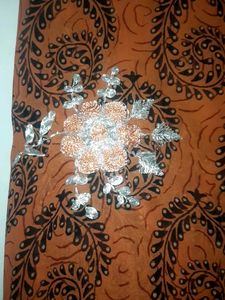 Elegant rustcolour Printed Saree with Blouse