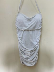 White Ruched Mini Dress