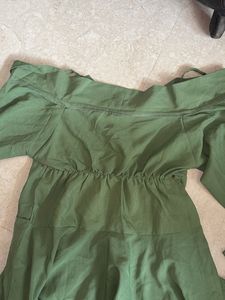 olive green off shoulder top