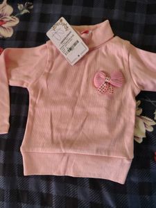 Cute Pink Turtleneck Top with Bow