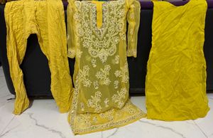 original mirror work Chikankari Kurta Set