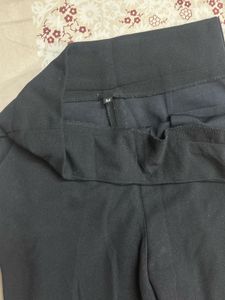 Black Wide Leg Trousers with Belt Detail