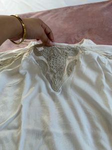 mango White Lace Detail top
