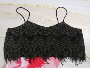 (1100)Black Lace Crop Top
