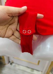 Chic Red One-Shoulder Bodysuit Top