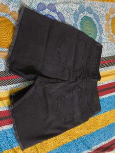 Dark Wash Denim Frayed Shorts