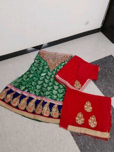Green &amp; Red rajputi poshak without silai