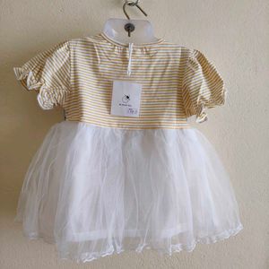 Baby Girl Denim Pinafore Dress with Tulle Skirt