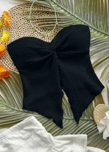 Chic Black Textured Bikini Top