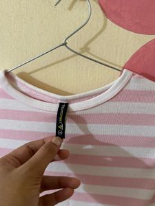 Pink &amp; White Striped Long Sleeve Top
