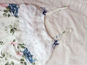 Floral Print Nightgown with Lace Trim