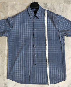 BOSS Men's Blue Checkered Short Sleeve Shirt